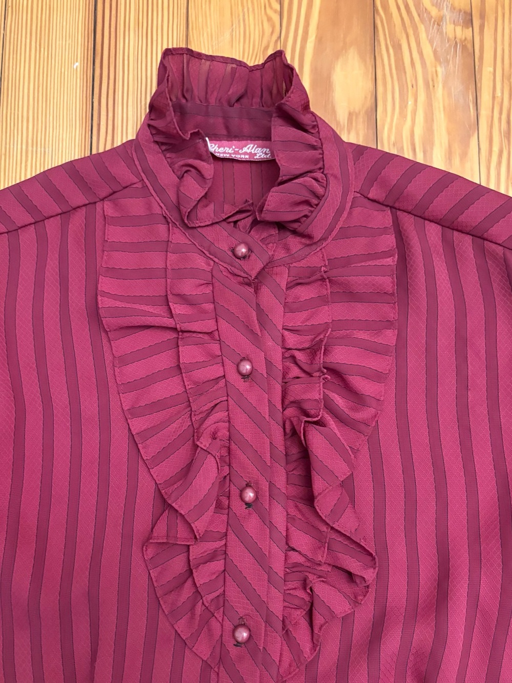 Vintage Front Ruffle Button Up Blouse - Picture 4 of 7